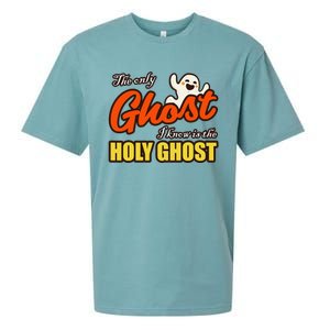 Christian Halloween The Only Ghost I Know Is The Holy Ghost Sueded Cloud Jersey T-Shirt