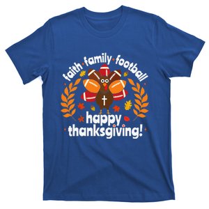 Cute Happy Thanksgiving Football Turkey Faith Family T-Shirt