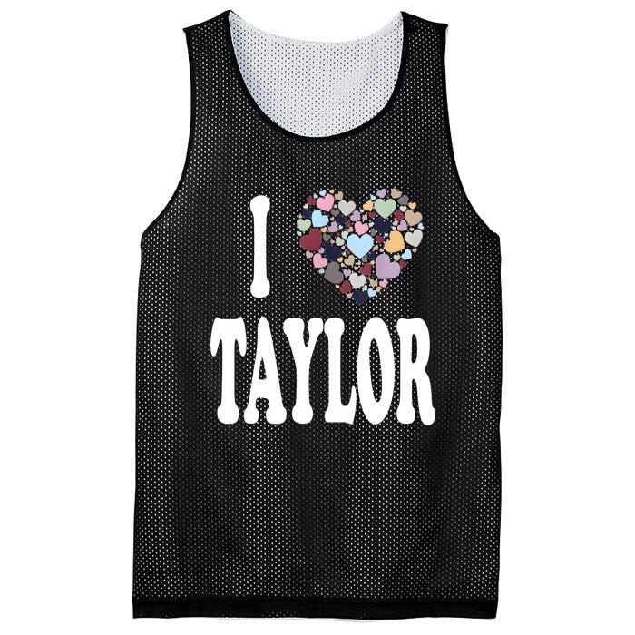 Colorful Heart Taylor First Name Girl I Love Taylor Mesh Reversible Basketball Jersey Tank