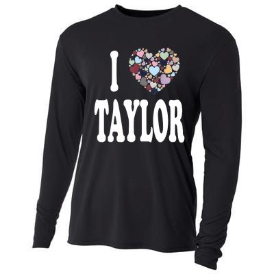 Colorful Heart Taylor First Name Girl I Love Taylor Cooling Performance Long Sleeve Crew