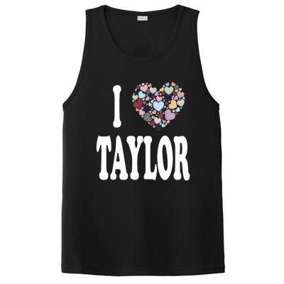 Colorful Heart Taylor First Name Girl I Love Taylor PosiCharge Competitor Tank