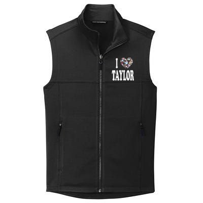 Colorful Heart Taylor First Name Girl I Love Taylor Collective Smooth Fleece Vest