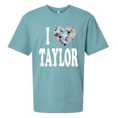 Colorful Heart Taylor First Name Girl I Love Taylor Sueded Cloud Jersey T-Shirt