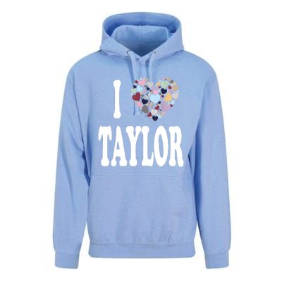 Colorful Heart Taylor First Name Girl I Love Taylor Unisex Surf Hoodie