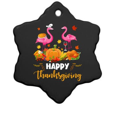 Cool Happy Thanksgiving Flamingo Ing Wine Lover Funny Gift Cool Gift Ceramic Star Ornament