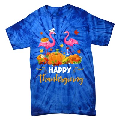 Cool Happy Thanksgiving Flamingo Ing Wine Lover Funny Gift Cool Gift Tie-Dye T-Shirt