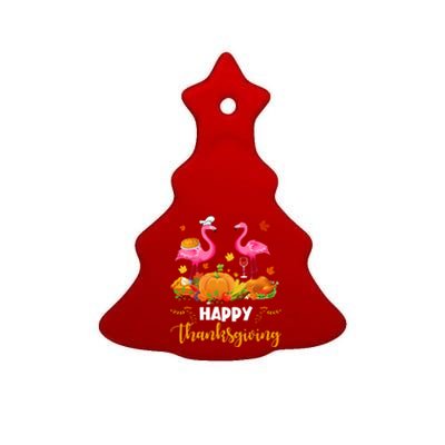 Cool Happy Thanksgiving Flamingo Ing Wine Lover Funny Gift Cool Gift Ceramic Tree Ornament