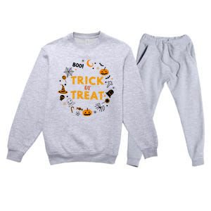 Cute Halloween Trick Or Treagift Cute Gift Premium Crewneck Sweatsuit Set