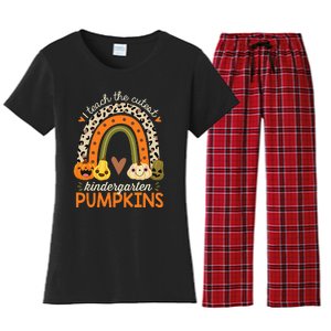 Cute Halloween Teacher Teaching Kindergarten Pumpkins Women's Flannel Pajama Set