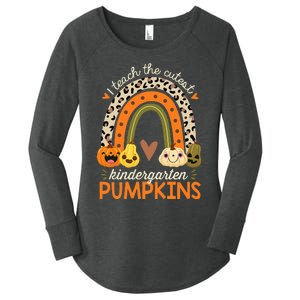 Cute Halloween Teacher Teaching Kindergarten Pumpkins Women's Perfect Tri Tunic Long Sleeve Shirt