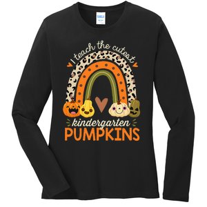 Cute Halloween Teacher Teaching Kindergarten Pumpkins Ladies Long Sleeve Shirt