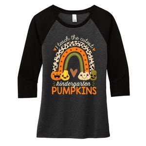 Cute Halloween Teacher Teaching Kindergarten Pumpkins Women's Tri-Blend 3/4-Sleeve Raglan Shirt