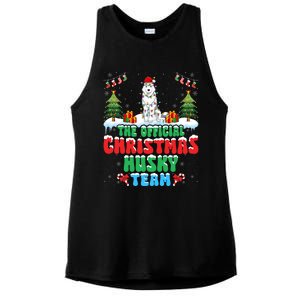 Christmas Husky Team Husky Wearing Santa Hat Xmas Funny Gift Ladies PosiCharge Tri-Blend Wicking Tank