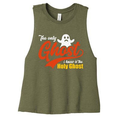 Christian Halloween The Only Ghost I Know Is The Holy Ghost Women's Racerback Cropped Tank