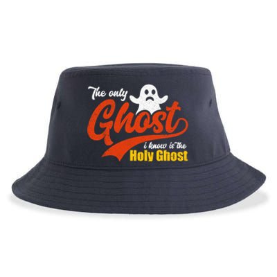 Christian Halloween The Only Ghost I Know Is The Holy Ghost Sustainable Bucket Hat