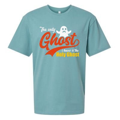 Christian Halloween The Only Ghost I Know Is The Holy Ghost Sueded Cloud Jersey T-Shirt