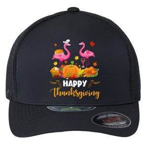 Cool Happy Thanksgiving Flamingo Ing Wine Lover Funny Gift Flexfit Unipanel Trucker Cap