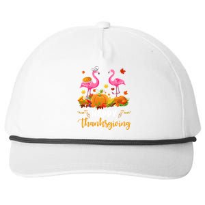 Cool Happy Thanksgiving Flamingo Ing Wine Lover Funny Gift Snapback Five-Panel Rope Hat