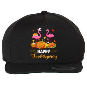 Cool Happy Thanksgiving Flamingo Ing Wine Lover Funny Gift Wool Snapback Cap