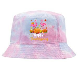 Cool Happy Thanksgiving Flamingo Ing Wine Lover Funny Gift Tie-Dyed Bucket Hat