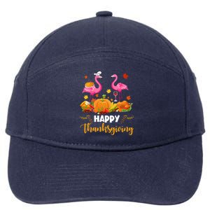 Cool Happy Thanksgiving Flamingo Ing Wine Lover Funny Gift 7-Panel Snapback Hat