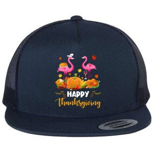 Cool Happy Thanksgiving Flamingo Ing Wine Lover Funny Gift Flat Bill Trucker Hat