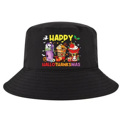 Coffee Halloween Thanksgiving Christmas Happy Hallothanksmas Cool Comfort Performance Bucket Hat