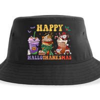 Coffee Halloween Thanksgiving Christmas Happy Hallothanksmas Sustainable Bucket Hat