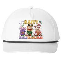 Coffee Halloween Thanksgiving Christmas Happy Hallothanksmas Snapback Five-Panel Rope Hat