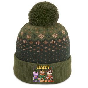 Coffee Halloween Thanksgiving Christmas Happy Hallothanksmas The Baniff Cuffed Pom Beanie