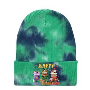 Coffee Halloween Thanksgiving Christmas Happy Hallothanksmas Tie Dye 12in Knit Beanie