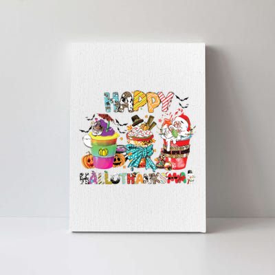 Coffee Halloween Thanksgiving Christmas Happy Hallothanksmas Canvas