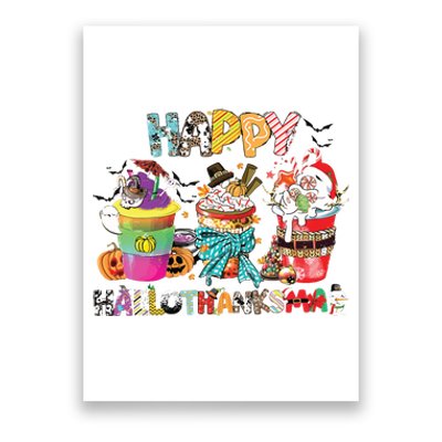 Coffee Halloween Thanksgiving Christmas Happy Hallothanksmas Poster