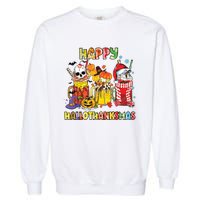 Coffee Halloween Thanksgiving Christmas Happy Hallothanksmas Garment-Dyed Sweatshirt