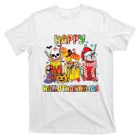 Coffee Halloween Thanksgiving Christmas Happy Hallothanksmas T-Shirt