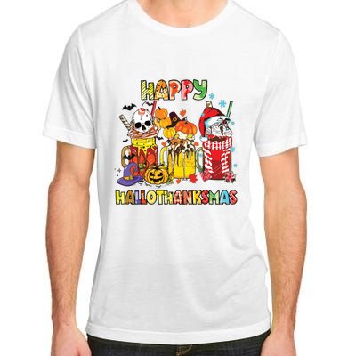 Coffee Halloween Thanksgiving Christmas Happy Hallothanksmas Adult ChromaSoft Performance T-Shirt