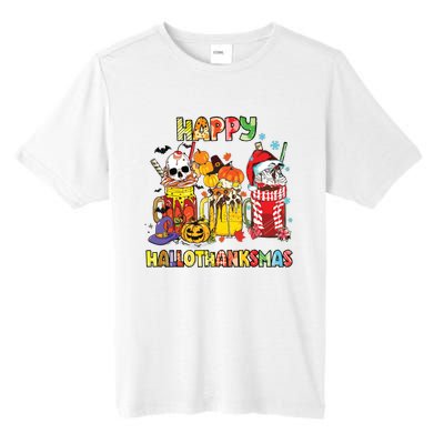 Coffee Halloween Thanksgiving Christmas Happy Hallothanksmas Tall Fusion ChromaSoft Performance T-Shirt