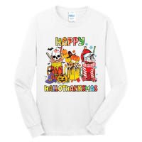 Coffee Halloween Thanksgiving Christmas Happy Hallothanksmas Tall Long Sleeve T-Shirt