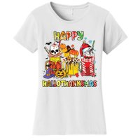 Coffee Halloween Thanksgiving Christmas Happy Hallothanksmas Women's T-Shirt