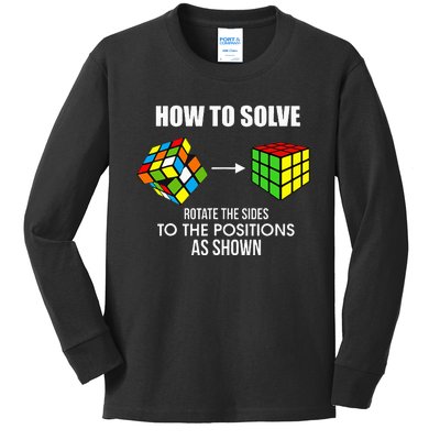 Cubing How To Solve Puzzle Cube Player Cuber Kids Long Sleeve Shirt