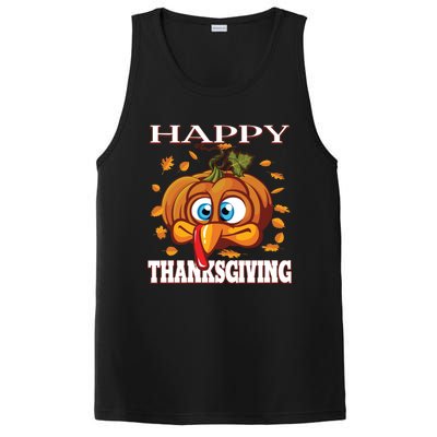 Cute Happy Thanksgiving Pumpkin Turkey Face Gift PosiCharge Competitor Tank