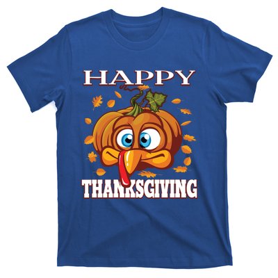 Cute Happy Thanksgiving Pumpkin Turkey Face Gift T-Shirt