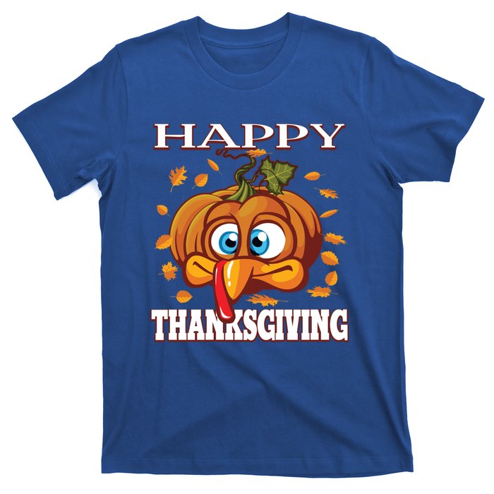 Cute Happy Thanksgiving Pumpkin Turkey Face Gift T-Shirt