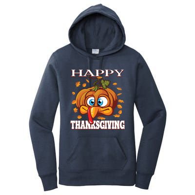 Cute Happy Thanksgiving Pumpkin Turkey Face Gift Women's Pullover Hoodie