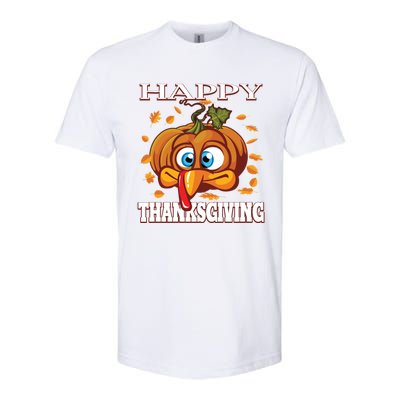 Cute Happy Thanksgiving Pumpkin Turkey Face Gift Softstyle® CVC T-Shirt