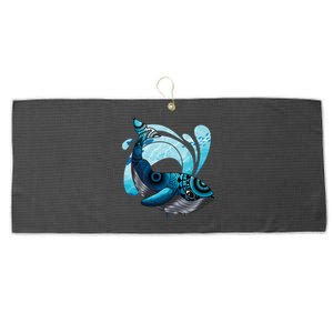 Cute Hawaiian Tribal Whale Activisgift Save The Whales Gift Large Microfiber Waffle Golf Towel