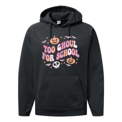 Cute Halloween Teacher School Ghouls Groovy Trick Or Teach Performance Fleece Hoodie