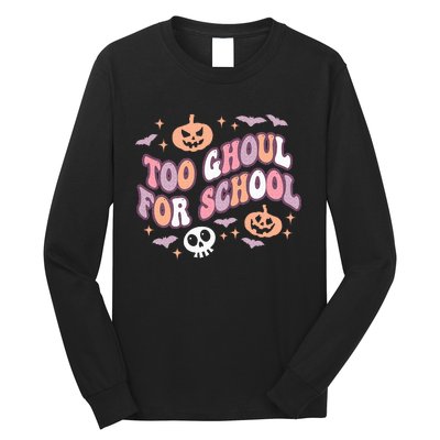 Cute Halloween Teacher School Ghouls Groovy Trick Or Teach Long Sleeve Shirt