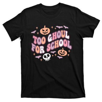 Cute Halloween Teacher School Ghouls Groovy Trick Or Teach T-Shirt