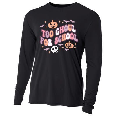 Cute Halloween Teacher School Ghouls Groovy Trick Or Teach Cooling Performance Long Sleeve Crew